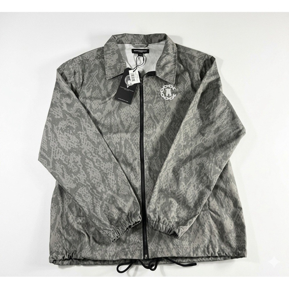 NWT Crooks & Castles Gray Snakeskin Print Jacket Mens M Windbreaker Streetwear